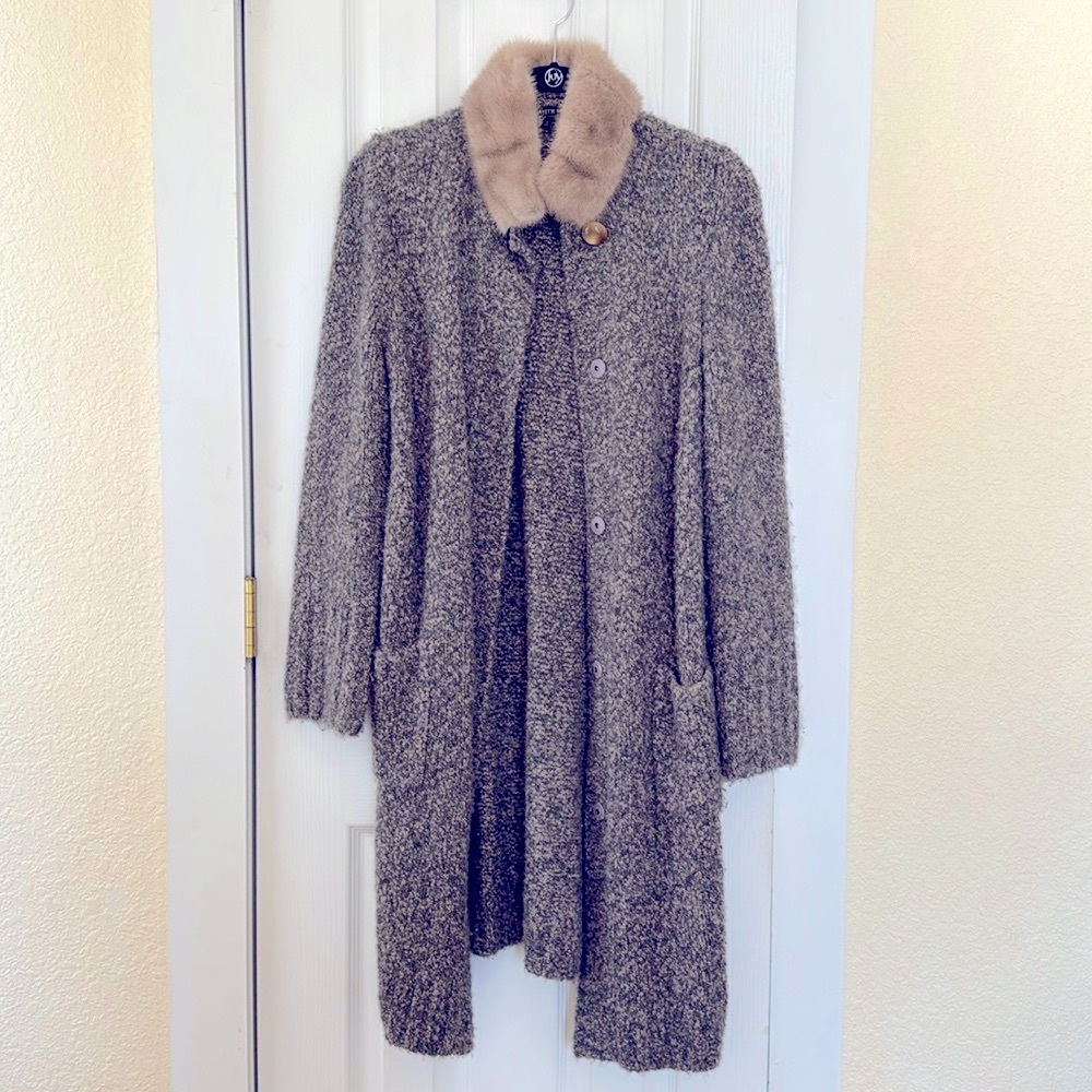 Lafayette 148 New York fur trim duster in size small